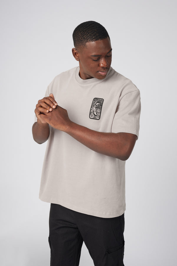 PANTETH Grey Tee with Black Ukiyo-e Print