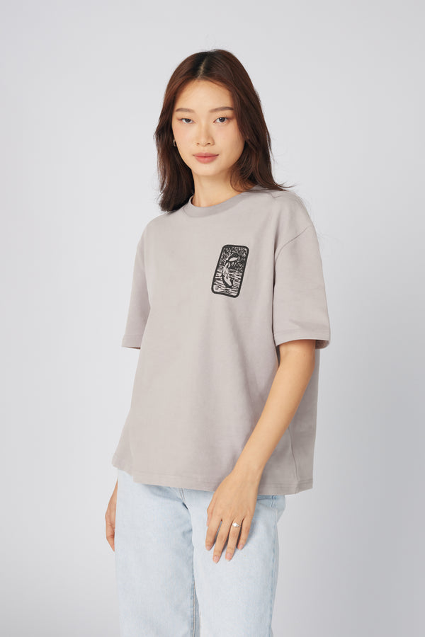 PANTETH Grey Tee with Black Ukiyo-e Print