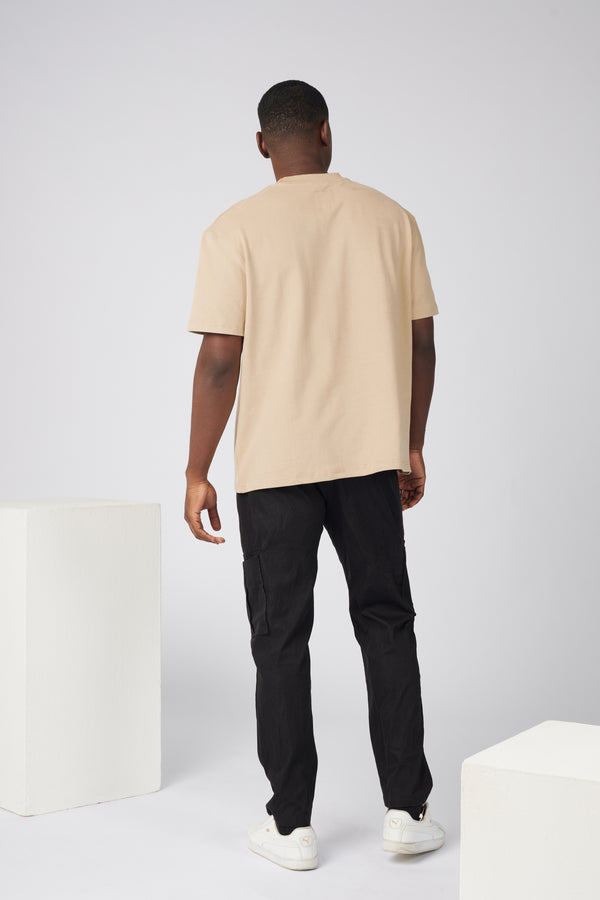 PANTETH Coffee T-shirt with Prussian Blue Ukiyo-e Print