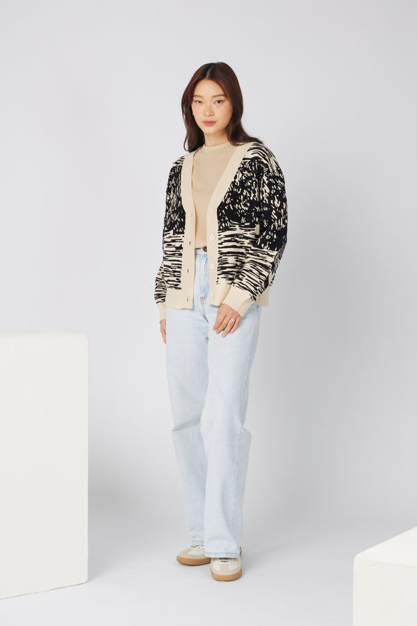 PANTETH Ukiyo-e Print Knit Cardigan