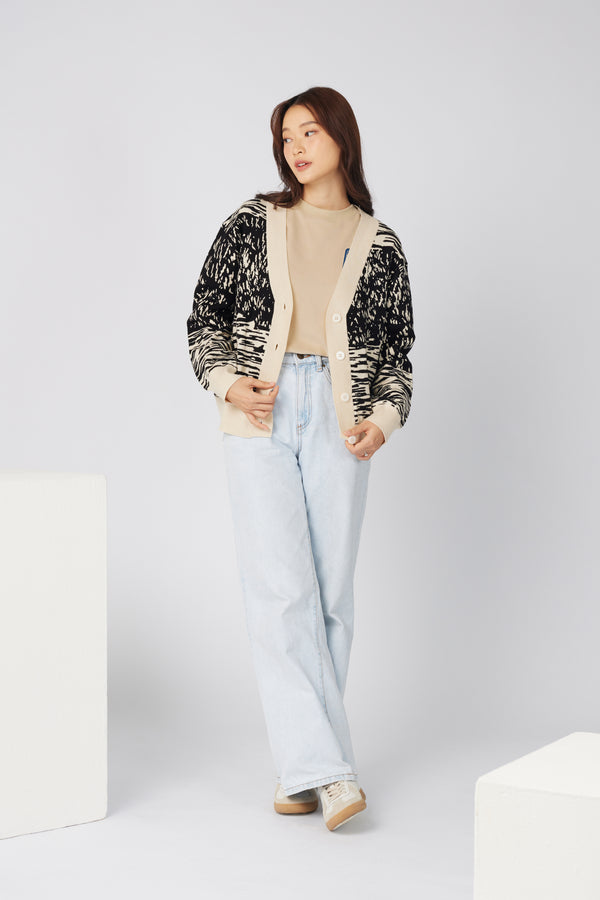 PANTETH Ukiyo-e Print Knit Cardigan