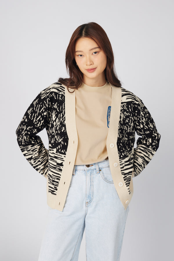 PANTETH Ukiyo-e Print Knit Cardigan