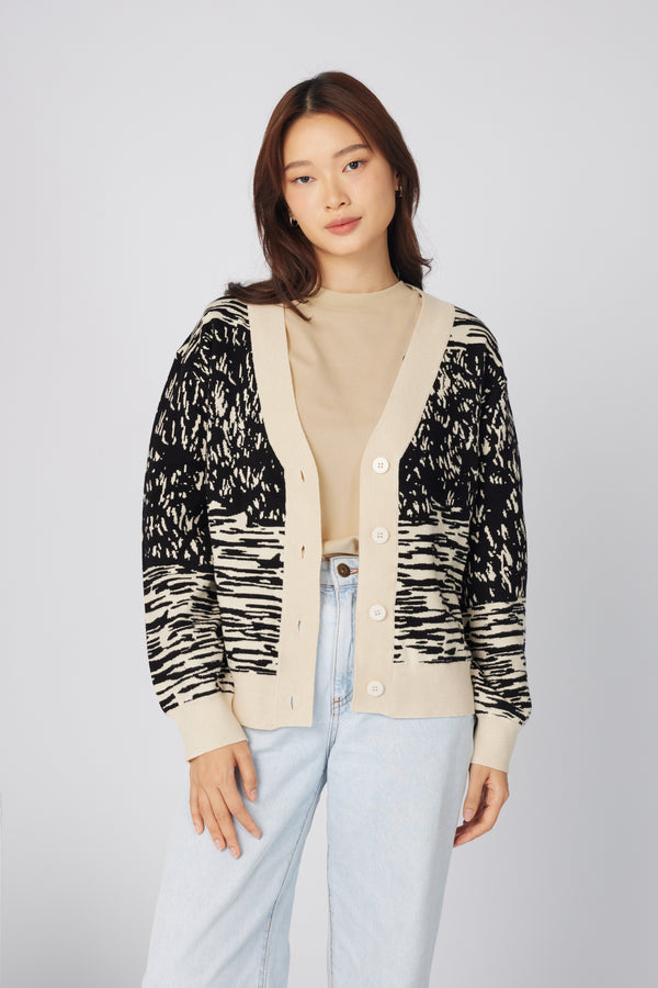 PANTETH Ukiyo-e Print Knit Cardigan